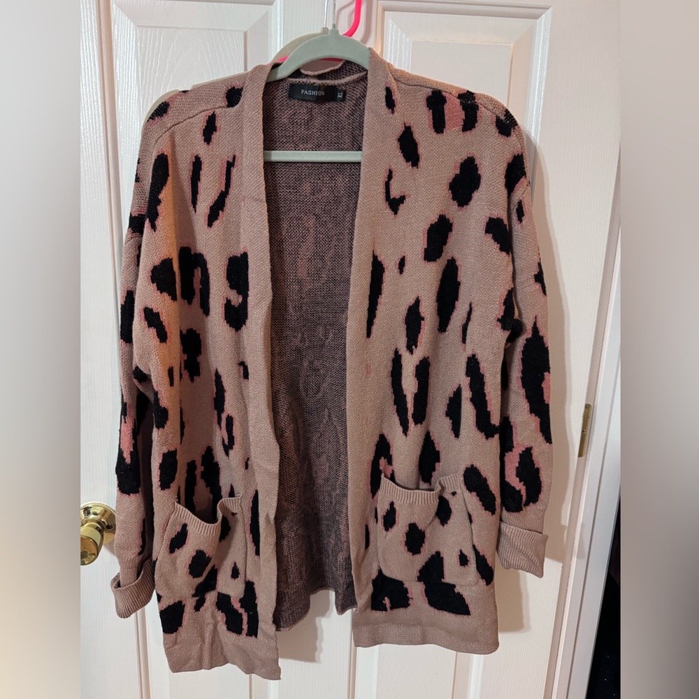Leopard Open Front Cardigan